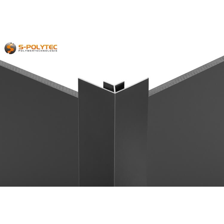 Onze gepoedercoate aluminium binnenhoekprofielen in antraciet (RAL 7016) zijn gemaakt van corrosiebestendig aluminium in een EN AW 6063 T& legering met een profieldikte van 1,1mm