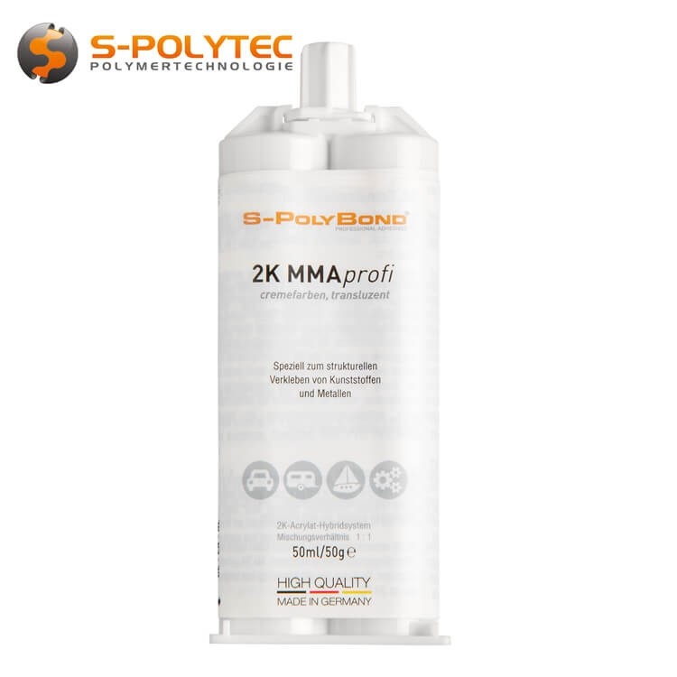 S-Polybond 2K MMAprofi 2-componenten MMA-lijm 50g voor kunststof, metaal en composietmaterialen