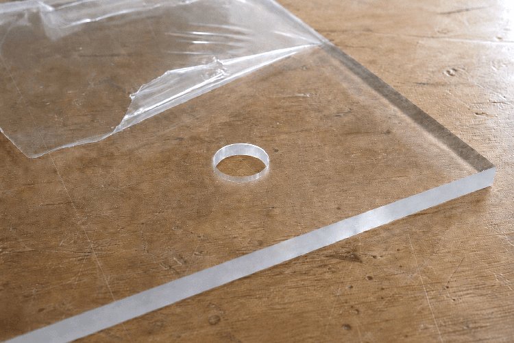 Net rond boorgat zonder scheuren en afsplinteringen in acrylglas