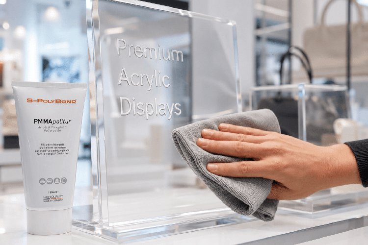 Reclamedisplays van acrylglas polijsten
