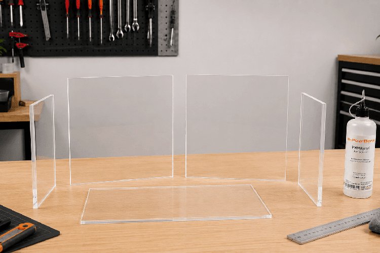 Op maat gezaagde acrylglasplaten voor de bodem, voorruit, achterwand en zijwanden van een aquarium