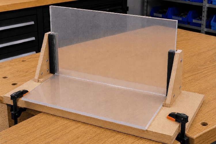 Acrylglasverbinding tijdens de uitharding fixeren