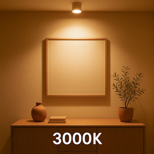 Effect van een LED lichtbron in warm wit met een kleurtemperatuur van 3000K - KI gegenereerd 