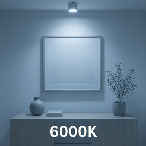Effect van een LED-lichtbron in koud wit met een kleurtemperatuur van 6000K - AI gegenereerd