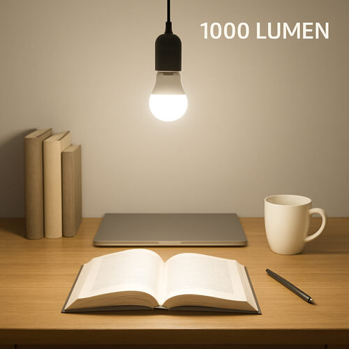 Effect van een LED-lichtbron met een lichtopbrengst van 1000 lumen - AI gegenereerd